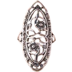 Shein 1pc Alloy Plating Silver Hollow Out Long Flower Ring