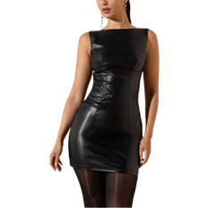 Shein Women Solid Color Bodycon Mini Halloween PU Dress