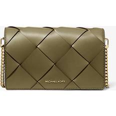 Michael Kors Green Crossbody Bags Michael Kors MK Jet Set Medium Woven Leather Crossbody Bag - Green
