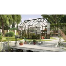 Drivhus med sokkel 9.9m2 Vitavia Phoenix 9900 M/sokkel Sort 3mm 9.9m² Aluminium Hærdet glas