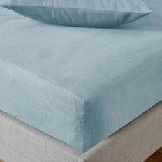 Dunelm Soft & Cosy Luxury Cotton Fitted Duck Egg Bed Sheet Blue (190x137cm)