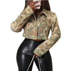 Florals Jackets Shein Floral Pattern Jacquard Long Sleeve Jacket - Autumn