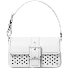 Michael Kors Colby Medium Grommeted Leather Shoulder Bag - White