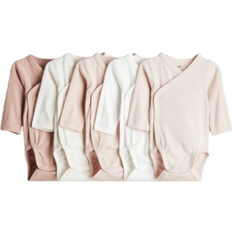 H&M Wrapover Bodysuits 5-pack - Dusty Pink/White (0814306038)