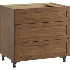 Kitchen Base Cabinets Whalen Furniture Whalen CLICK-IT Sherwood Hills 36-in W x 34.5-in H x 24-in D Walnut Birch 3-Drawer Base
