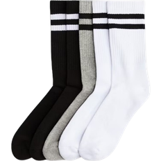 H&M Ribbed Terry Socks 5-pack - Black/White (1183642001)