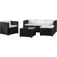 Glas Gartenmöbel Juskys Polyrattan Lounge Lounge-Set, 1 Tisch einschl. 1 Stühle & 1 Sofas