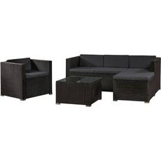Juskys Punta Cana L - Black, Grey Lounge-Set, 1 Tisch einschl. 1 Stühle & 1 Sofas