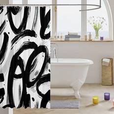 Shein 1pc Modern Artistic Shower Curtain Waterproof Fabric Bathroom Divider Anti-Mold Wet & Dry Separation Shower