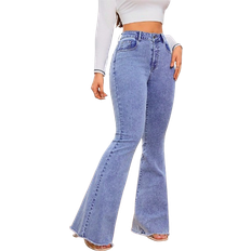 Shein Front Button Pocket Casual Denim Pants - Women's