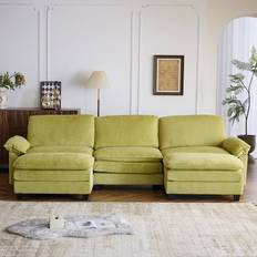 Latitude Run Multi Color Sectional 120 in Corduroy Sofa 115.8" 3 Seater