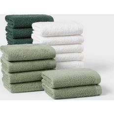 Room Essentials 18pk Everyday Washcloths Green/White Kitchen Towel Green, White (30.5x30.5cm)
