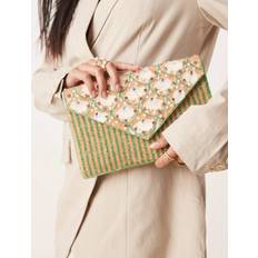 Green Clutches True Decadence Floral Beaded Envelope Clutch Bag - Pink/Green