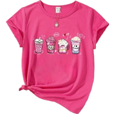 Shein Tween Girl Beverage & Letter Graphic Tee