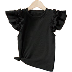 Ruffles T-shirts Children's Clothing Shein Tween Girl Ruffle Trim Tee