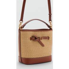 Mango Sac Seau Effet Raphia - Marron Moyen