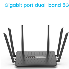 Sans Marque Gigabit Wireless Router 2.4G/5G Dual Band WiFi Router Black