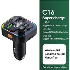 FM Transmitters AX Trade Bluetooth 5.0 FM Transmitter Handsfree Car Radio Modulator MP3 Player 22.5W