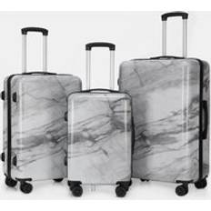 OHS Marble Printed Hard Shell Suitcase 3 Pack