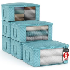 Sorbus 6 Pack Medium Foldable Clothes Bags Storage Box
