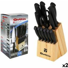 Quttin 47718 14-Piece Knife Set with Wooden Base