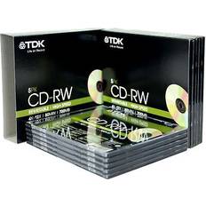 Optical Storage TDK T18791 4x-12x Speed 700Mb 80min CD-RW Slim Jewel Case Pack of 10