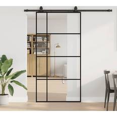 Svart Skjutdörrar vidaXL Med Beslag Svart 102,5x205 cm ESG-glas Skjutdörr (x)