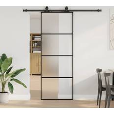 Porte vidaXL con Ferramenta Nera 76x205 cm in Vetro ESG Porta Scorrevole (x)