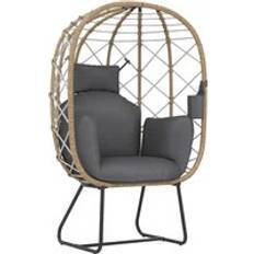 Brown Outdoor Hanging Chairs OutSunny Rattan Garden Egg Chair with Thickened Cushion and Headrest and Headrest Brown