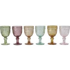 Chic Antique Saint Emilion Weingläser 6er Set mit Muster Höhe 15 Ø 8,5 cm Weinglas