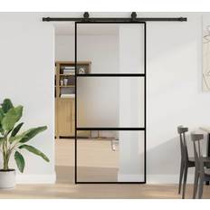 Sliding Doors vidaXL Con Herrajes Negro 90x205 cm Vidrio Templado Puerta Corredera (x)
