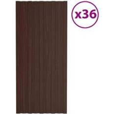 Tin Roofs vidaXL Brown Roof Panels 36 pcs Galvanised Steel 100 x 45 cm