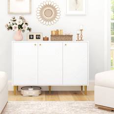 Homcom Sideboards Homcom Storage Cabinet with 3 Carved Line Doors Sideboard