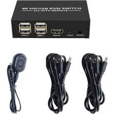 KVM Switches Typecat KVM Switch 2X1 4K USB Selector 2 in 1 Out with 4 Port Hub