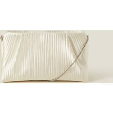 Multicoloured Clutches Accessorize Bridal Pleated Satin Clutch Bag - White
