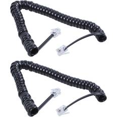 Landline Phones Jojomino 2X Replacement RJ9 4P4C Plug Coiled Stretchy Telephone Handsets Cable Line Black