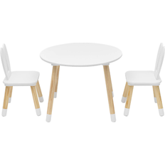 Set di mobili Mobili Rebecca Set Tavolino E 2 Sedie Per Bambini Bianco Marrone