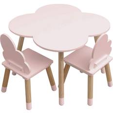 Set di mobili Mobili Rebecca Rebecca Mobili Set Tavolino e 2 Seggiole per Bambini MDF Pino Rosa per Cameretta