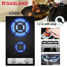 GasLand 30cm Glass Black Gas Cooktop 2 Burners Hob