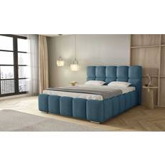Polsterbett LUNA mit Kopfteil 140 x 200 cm Doppelbett mit Bettkasten und Lattenrost Rahmenbett