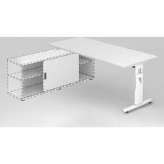 Hammerbacher Anbauschreibtisch T-Fuß 180 x 80 cm Weiß Schreibtisch