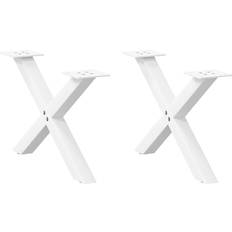 VidaXL Vita Bordsben vidaXL Soffbordsben X-formade 2 st Vit 60x(30-31) cm Stål Bordsben