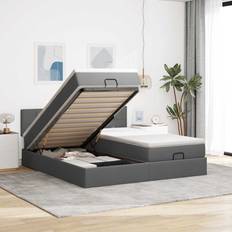 Betten-Sets vidaXL Ottoman-Bett mit Matratzen und LEDs Dunkelgrau 180x200 cm Stoff Betten-Sets