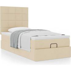 Senge & Madrasser vidaXL Ottoman Seng Med Madras 100x200 cm Stof Cremefarvet Sengesæt