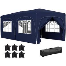 OutSunny Pavillon 3x6m Wasserabweisend Stabil Winterfest Pop-up Faltpavillon Dunkelblau
