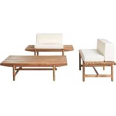 Vita Loungeset Beliani Trädgårdssoffgrupp Utomhus 2-sits Dynor Off-White Akaciaträ Giaveno Loungeset