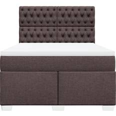 Pacchetti Letto vidaXL Boxspringbett Mit Matratze Dunkelbraun 140x200 cm Stoff Betten-Sets