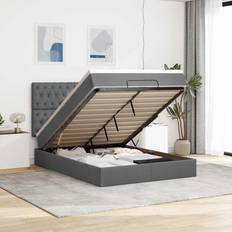 Pacchetti Letto vidaXL Ottoman-Bett mit Matratze und LEDs Dunkelgrau 140x200 cm Stoff Betten-Sets