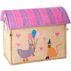 Storage Baskets Rice Raffia Storage House Party Animal Light Pink Small