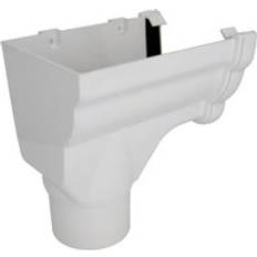White Gutter FloPlast White Ogee Gutter Stopend Outlet Left Hand 80mm Downpipe 110mm x 80mm
